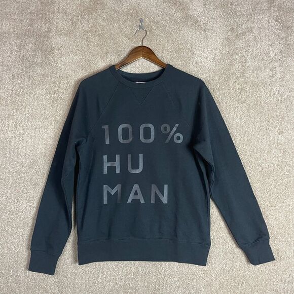 Everlane Sweatshirt Unisex Small Black 100% Human Typography Crew Terry NEW‎ - Picture 2 of 11